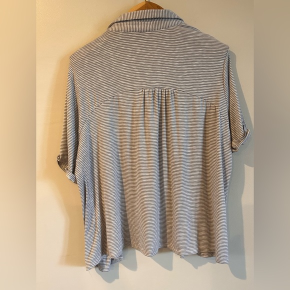 zac & Rachel women's extra large horizontal stripe button front top cardigan - Picture 5 of 10